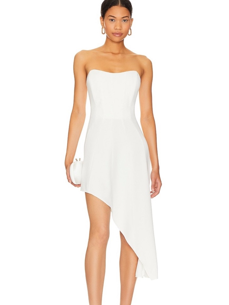 Amanda Uprichard | Women’s Ivory White Strapless Asymmetric Cocktail Dress Sz M